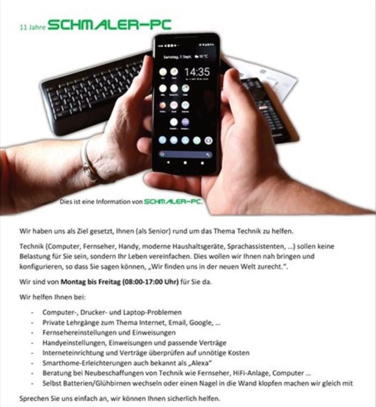 Technik-Pflegedienst für PC, Tablet, Smartphone, SmartHome - Angebot