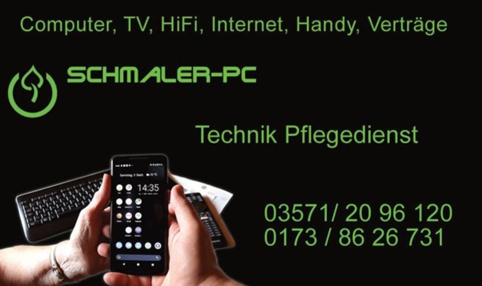 Schmaler-PC / Technik-Pflegedienst für PC, Tablet, Smartphone, SmartHome - Visitenkarte